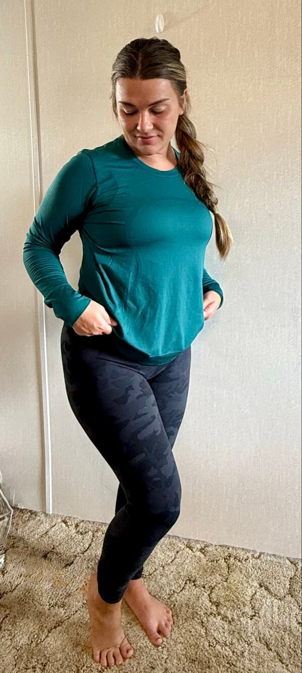 Lululemon Dark Teal Green Long Sleeve Crewneck Top Size 8